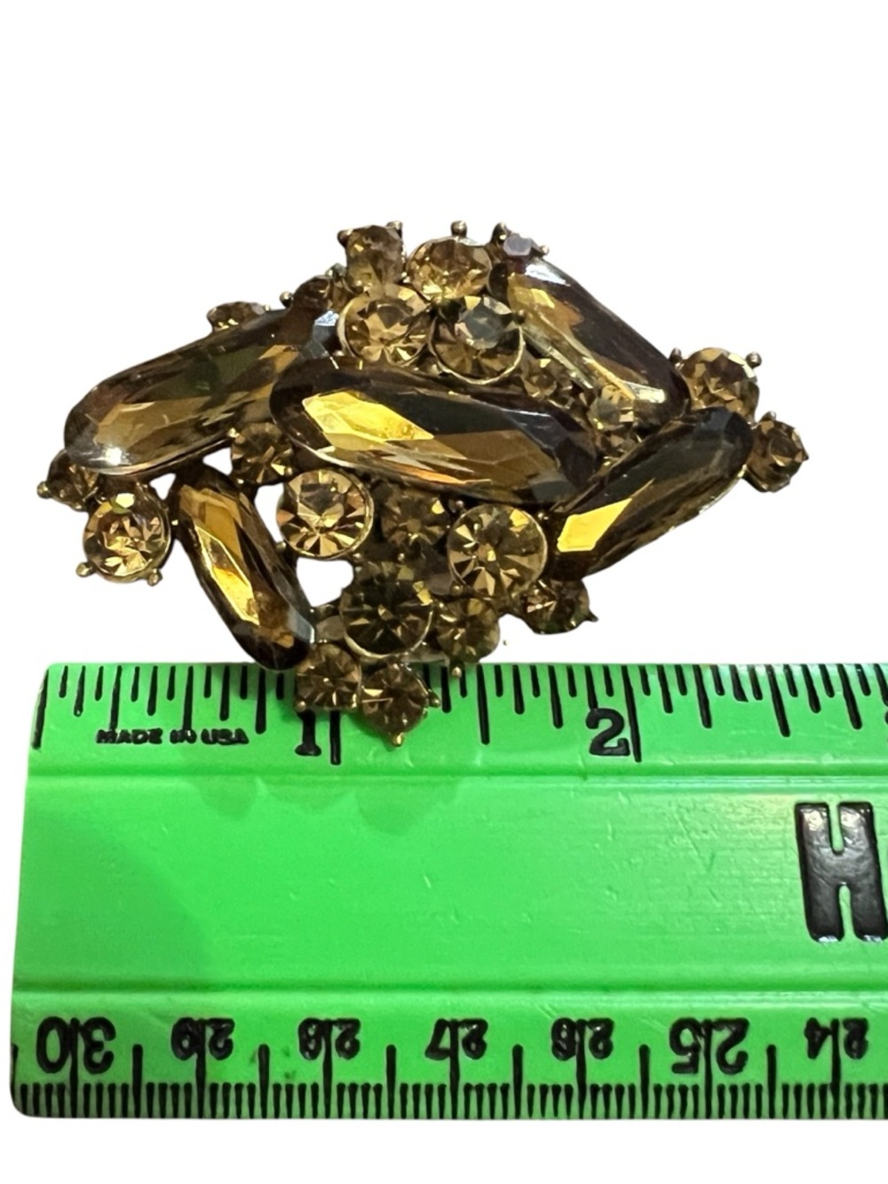Fall Rhinestone Brooch Pin Gold-Tone Crystal Cluster - Picture 3 of 4
